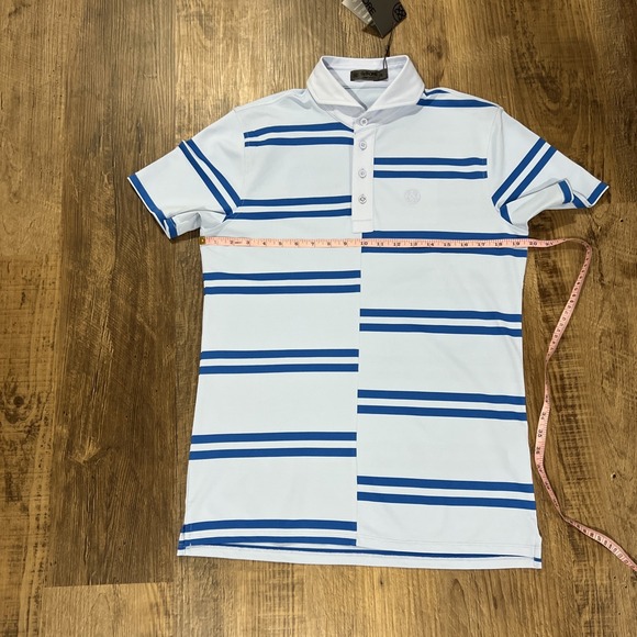 G/FORE Mens Golf Offset Multi Stripe Polo S/S Shirt Blue Size Small New With Tag - Picture 7 of 12